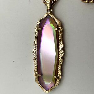 Kendra Scott Iridescent Peach Rose Gold Mystic Bazaar Pendant Necklace